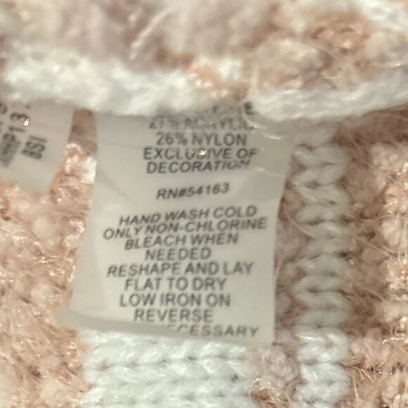 Calvin Klein SZ L/XL Pink Stripe Chunky Oversized Sweater Classic Warm Soft - Picture 11 of 11